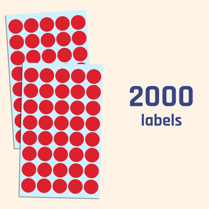 TownStix 2000 Pack, 3/4" Round Dot Stickers Circle Labels - Red - Image 4